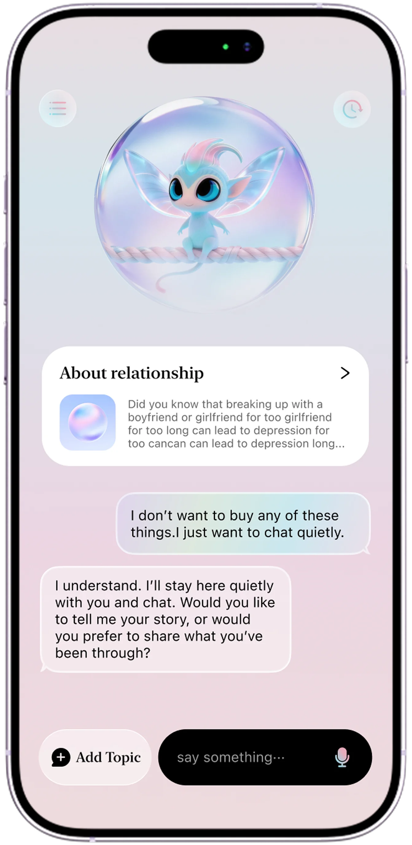 WooooW AI chat companion interface
